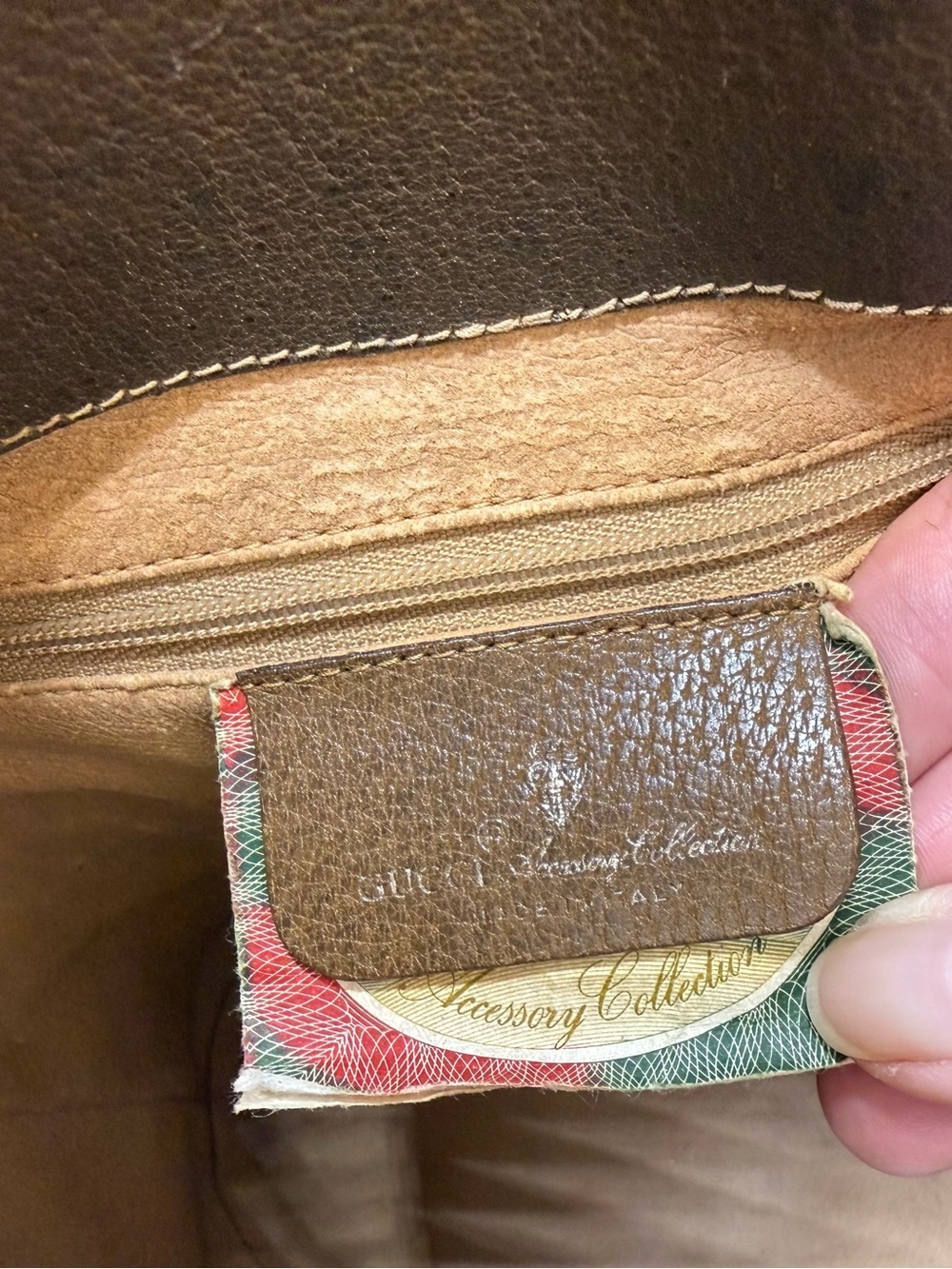 Gucci authentic brown monogram coated canvas shoulder bag bucket brown leather - Picture 12 of 16